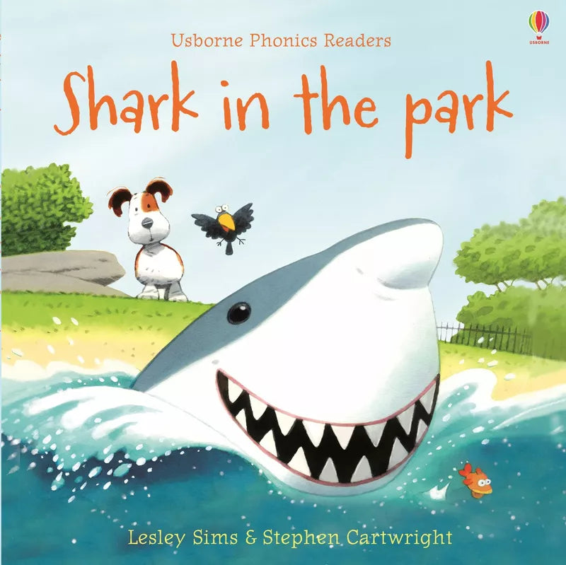 Usborne Phonics Readers: Shark in the park" is an engaging and thrilling children's book that guarantees to enhance reading skills with its captivating narrative. While parental guidance is recommended, this adventurous tale takes young readers on a