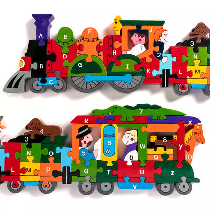 An Alphabet Jigsaws Alphabet Train Jigsaw and train car puzzle.