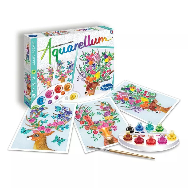 A Sentosphere Aquarellum Enchanted Deers set, featuring vibrant colors.