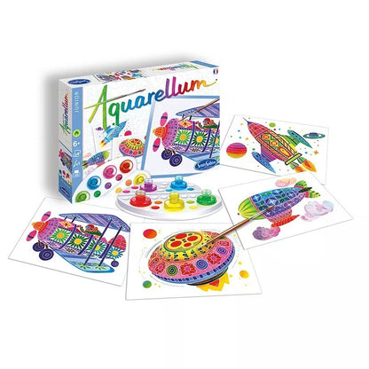 A Sentosphere Aquarellum Junior In The Air art kit with a box of paints and a toy for children.