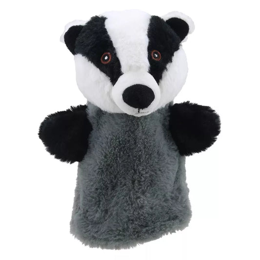 An ECO Puppet Buddies Badger Hand Puppet on a white background.