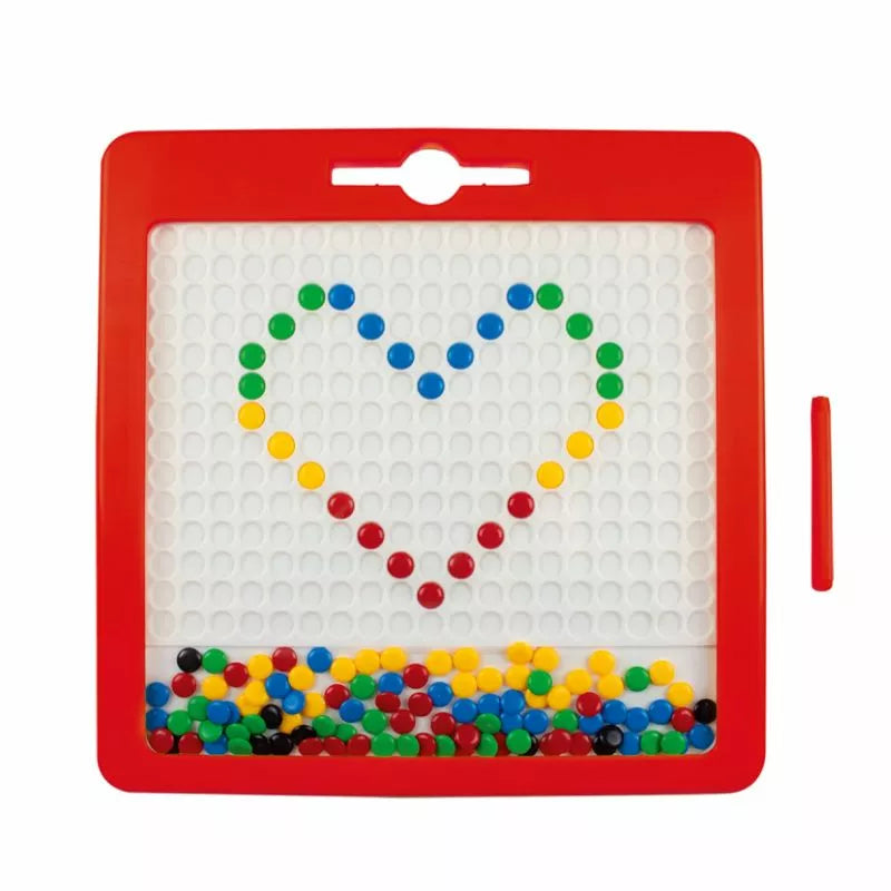 a Magnetboard "Bright Colours" of a heart made out of beads.