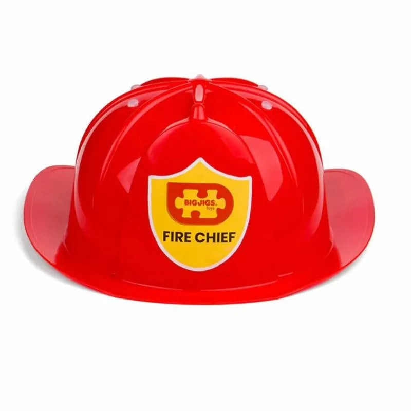 A Bigjigs Firefighter Dress Up Set with Firefighter Helmet on a white background.