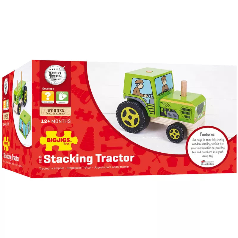 John Lewis Bigjigs Stacking Tractor is an engaging wooden stacking toy that promotes the development of gross motor and fine-motor skills.