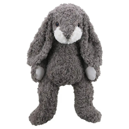 The Wilberry Classic Large Grey Bunny is an eco-friendly stuffed toy with long floppy ears, a white muzzle, and black button eyes, sitting upright against a plain white background.