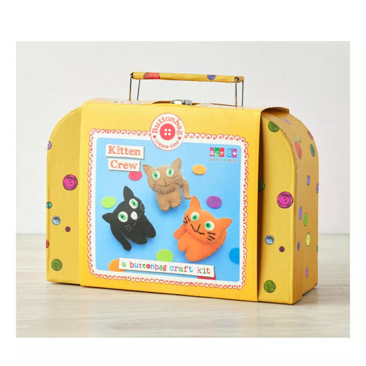 a yellow Buttonbag Kitten Crew Sewing Kit suitcase.