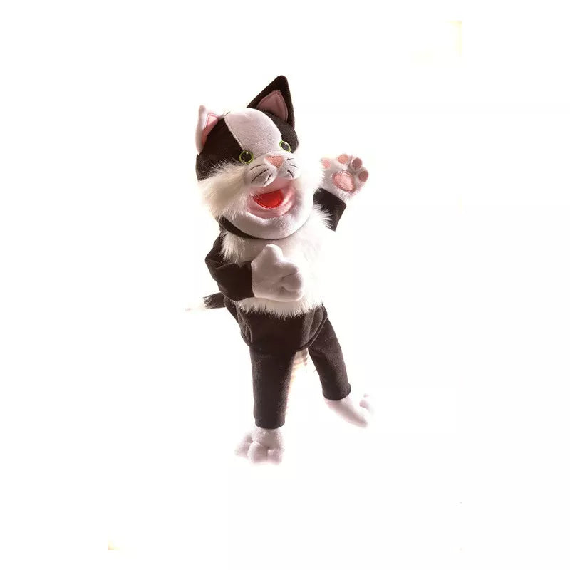 a Fiesta Crafts Cat Hand Puppet wearing a suit and tie.