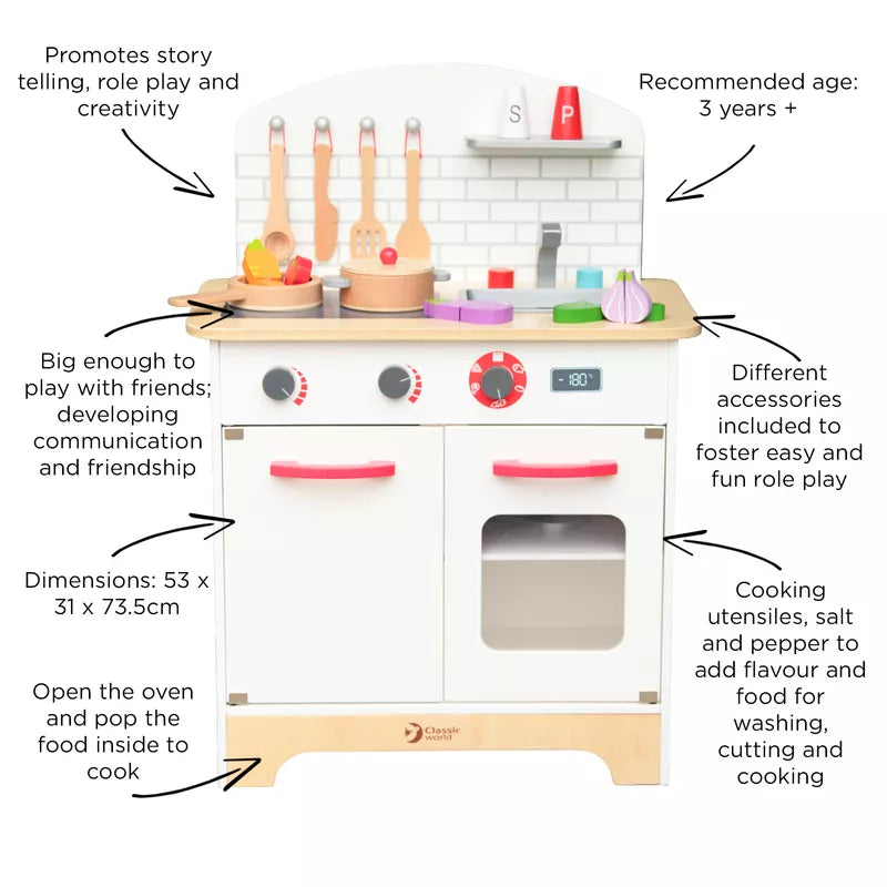 A picture of the Classic World Chef's Kitchen Set with instructions.