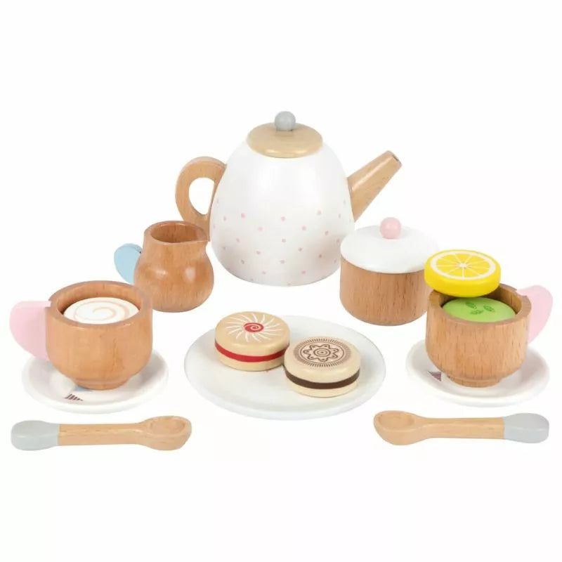 a Children's Tea set with a teapot, cup, saucer, spoon and.