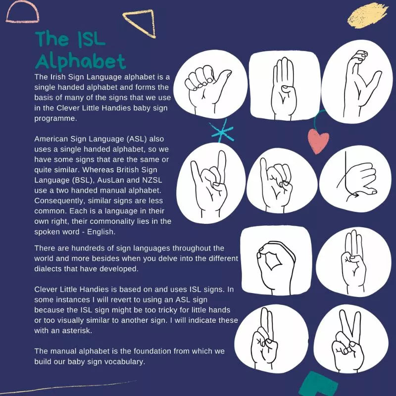 Clever Little Handies Baby Sign Language Book to communicate with different hand gestures in the ISL alphabet.