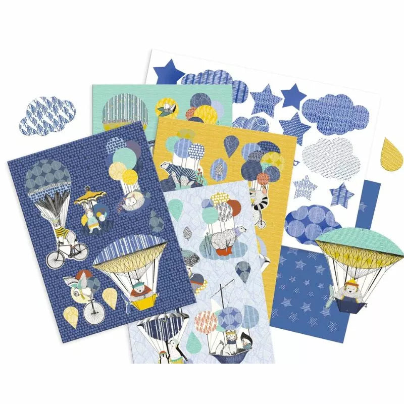A Creative Kit Polar Expedition garland decoration featuring hot air balloons, stars, and clouds.