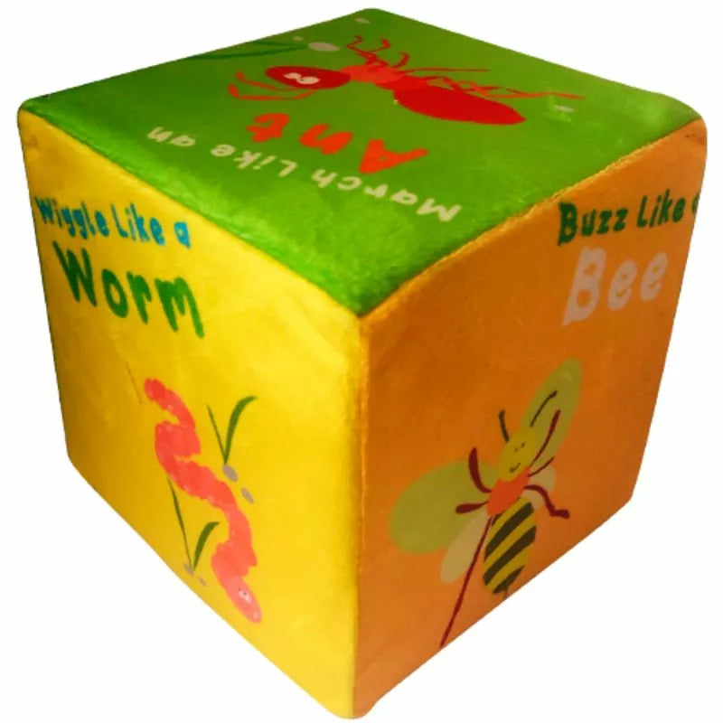 A CubeFun Garden with a bee and a worm on it, perfect for outdoor play and physical activity.