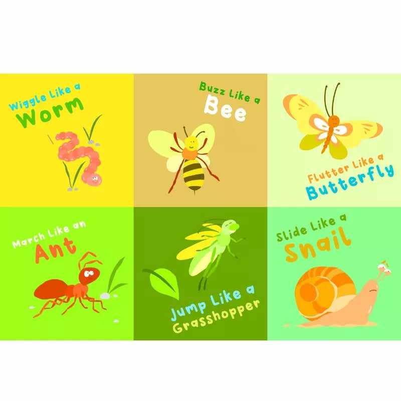 A CubeFun Garden set of stickers perfect for a kids party game. These CubeFun Garden stickers feature fun phrases like "like a bug", "like a bee", "like a snail" and "like a worm".