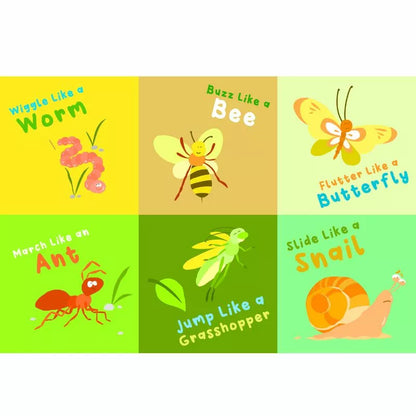 A CubeFun Garden set of stickers perfect for a kids party game. These CubeFun Garden stickers feature fun phrases like "like a bug", "like a bee", "like a snail" and "like a worm".