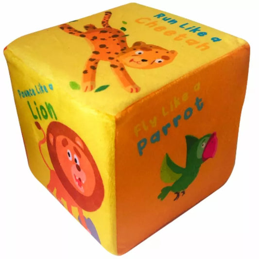 This CubeFun Jungle features a lion, giraffe, and parrot, encouraging physical activity.
