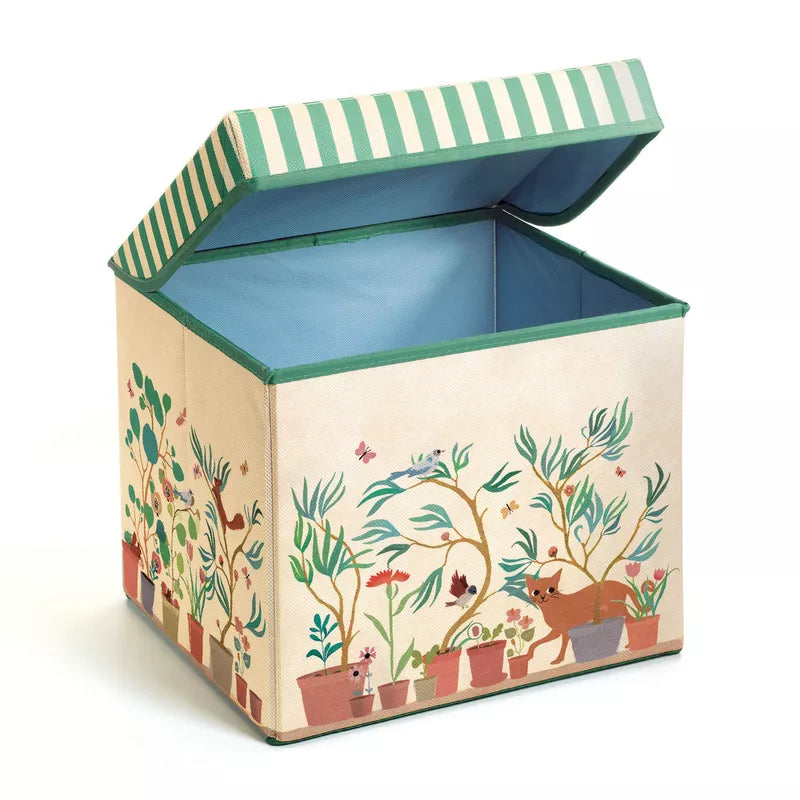 A Djeco Seat Toy Box Garden with a deer painted on it.