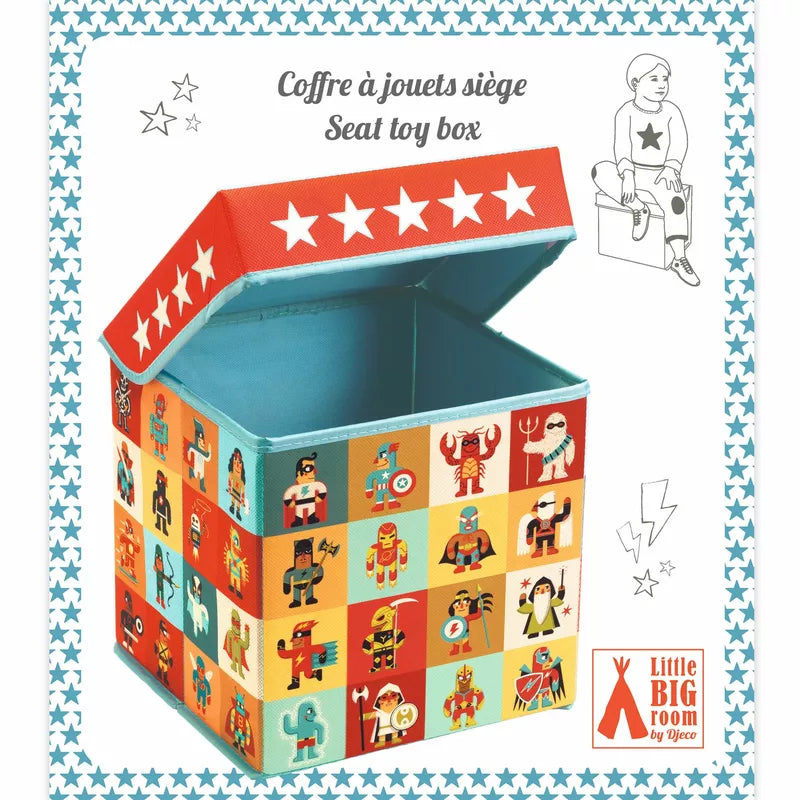 A Djeco Seat Toy Box - Stars with an image of a teddy bear.