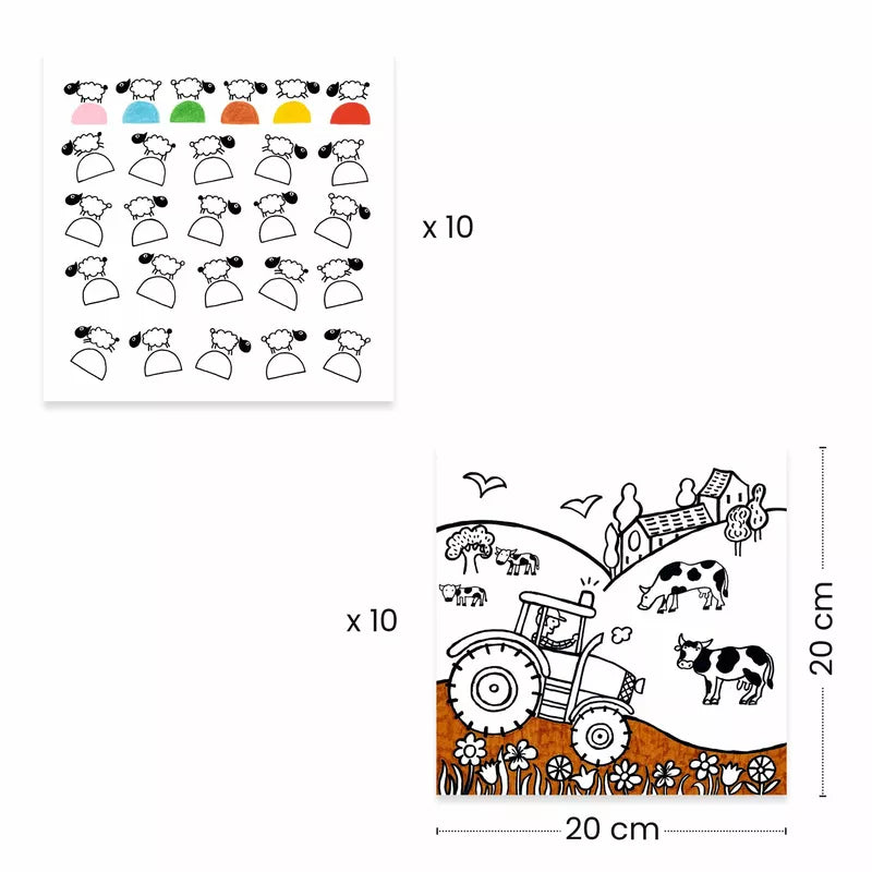 Djeco Colouring Farm is wonderful for coloring pictures of farm, tractor, and cows.