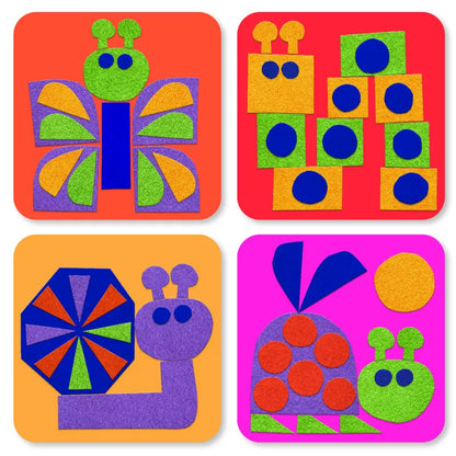 A set of four Djeco Collage Soft Creations featuring different shapes, ideal for a collage activity or as a toy.