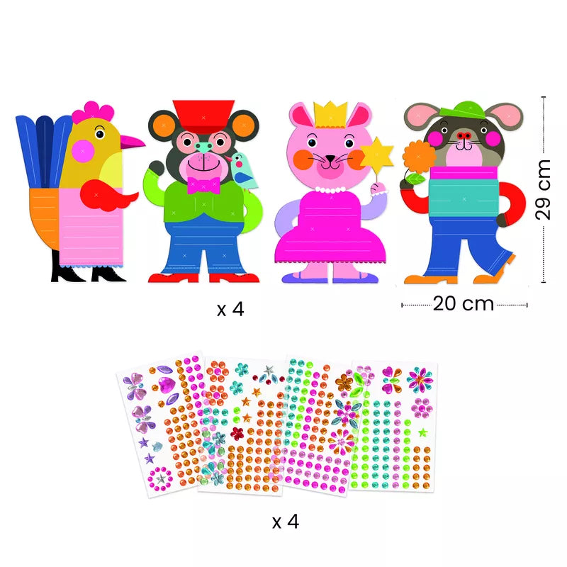 A set of Djeco Stickers Sparkles with different animals on them.