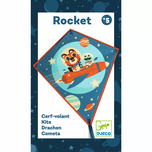 A Djeco Kites Rocket with an image of an astronaut and a rocket.