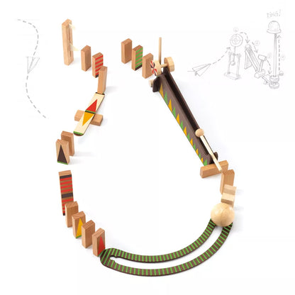 A Djeco Zig & Go Action-Reaction Game 27pcs with a long string attached to it.
