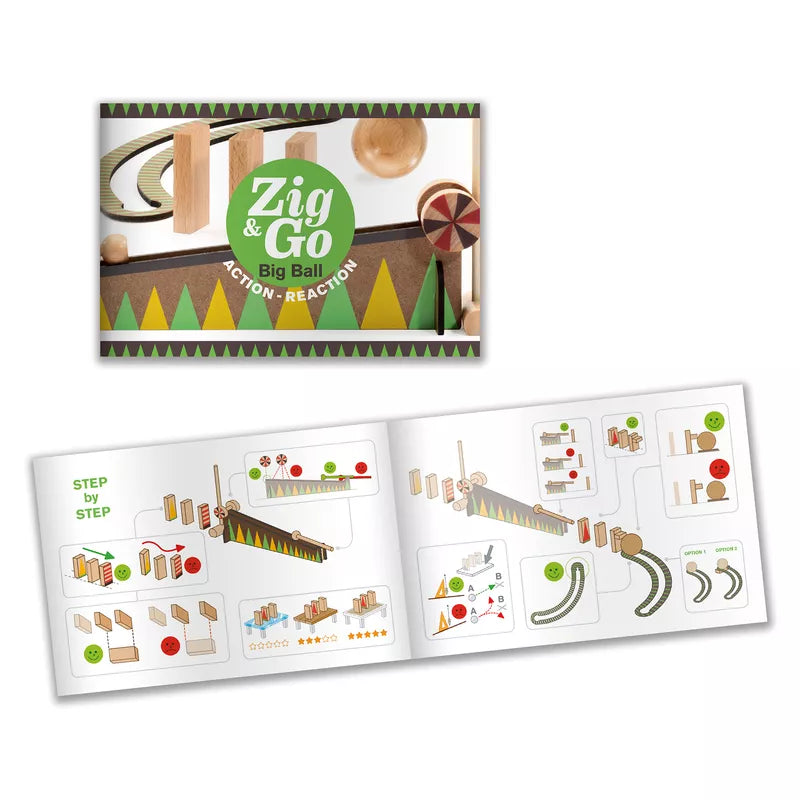 A Djeco Zig & Go Action-Reaction Game 27pcs with a picture of a train on it.