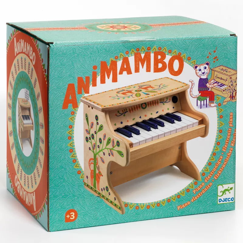 A Djeco Animambo Electronic Piano in a box.