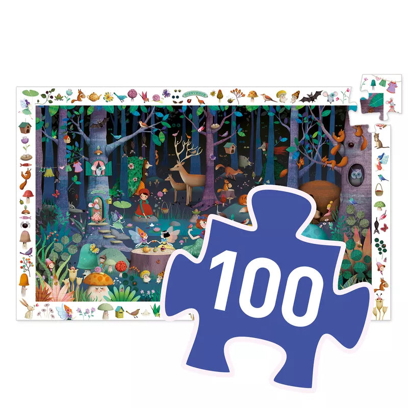 A Djeco Observation Puzzle Enchanted Forest piece.