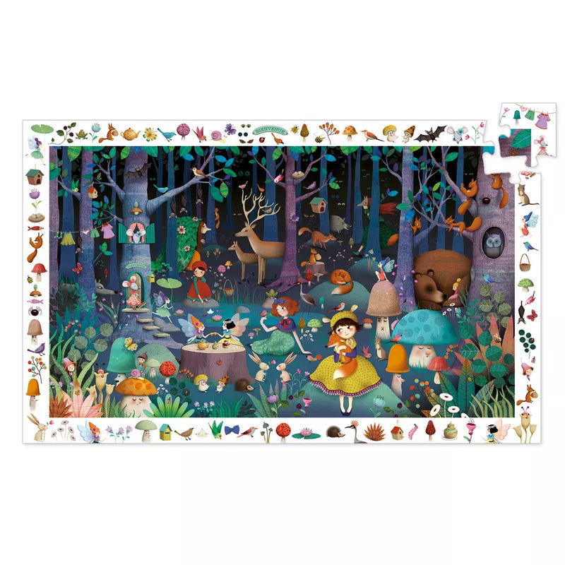 A Djeco Observation Puzzle Enchanted Forest with animals.
