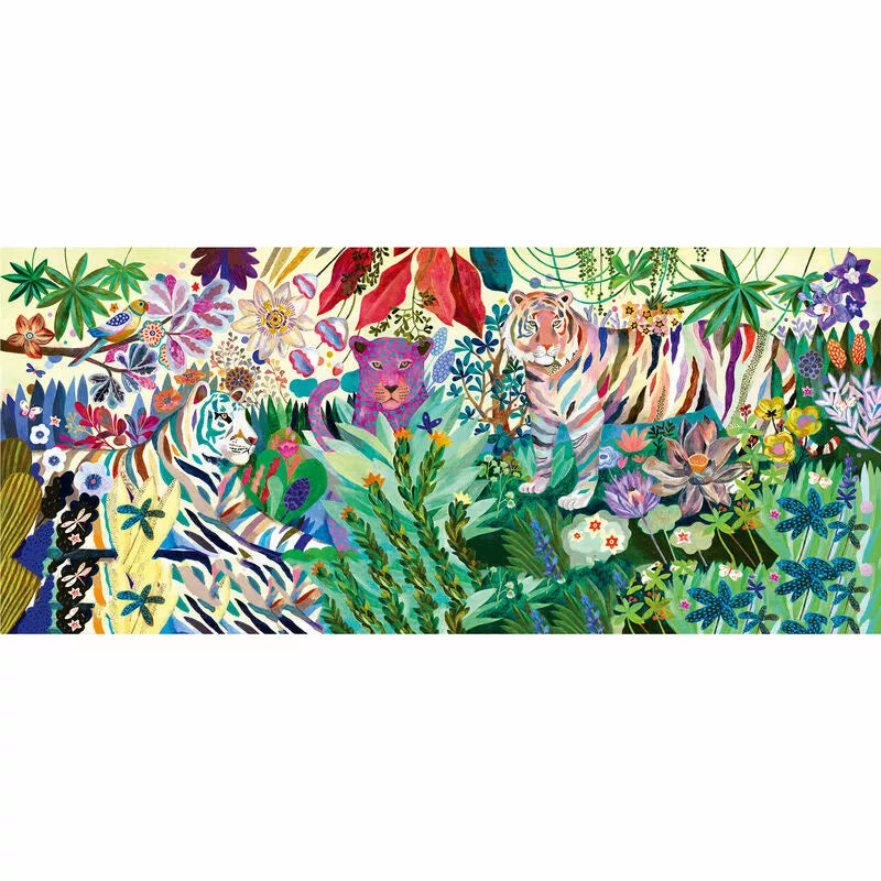 A Djeco Rainbow Tigers 1000pcs Puzzle of flowers and leaves on a white background.
