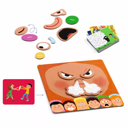 A set of Djeco Educational Games Emotico with expressive faces and emotions on them.