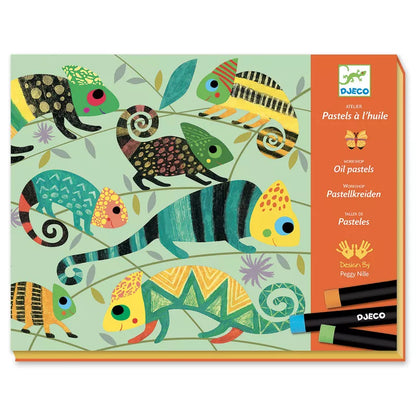 A Djeco Pastels Workshop Coloured Jungle children's book with a picture of different animals on it.