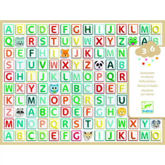 A Djeco Stickers Alphabet Stickers toy with letters stickers on it for children.