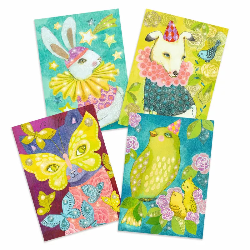 A set of Djeco Glitter Boards Carnival of the Animals, perfect for children.