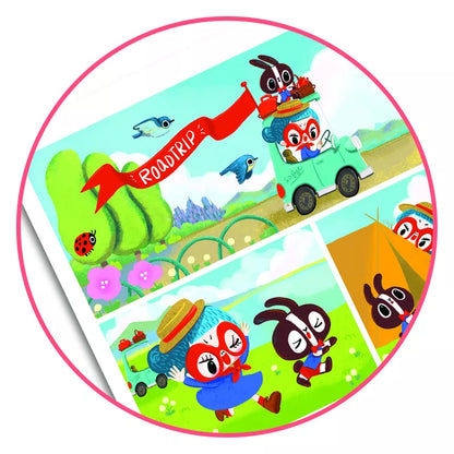 A picture of a ladybug and a rabbit with a Djeco Decals Flying Sofye in the background, featuring adorable toys.