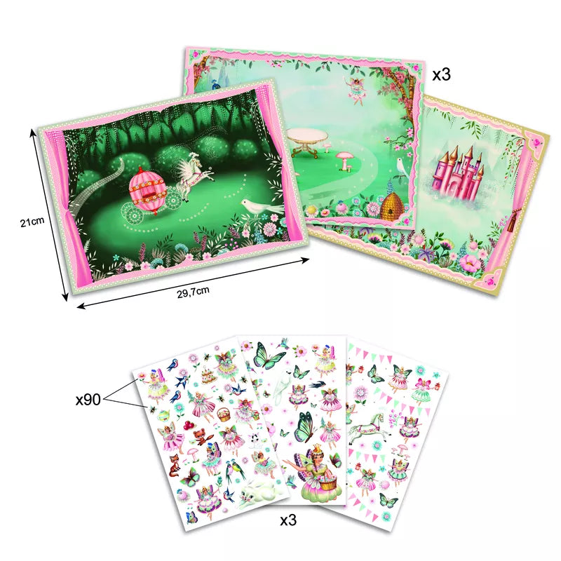 A set of Djeco Decals In Fairyland that can be used as backgrounds or toy transfers.