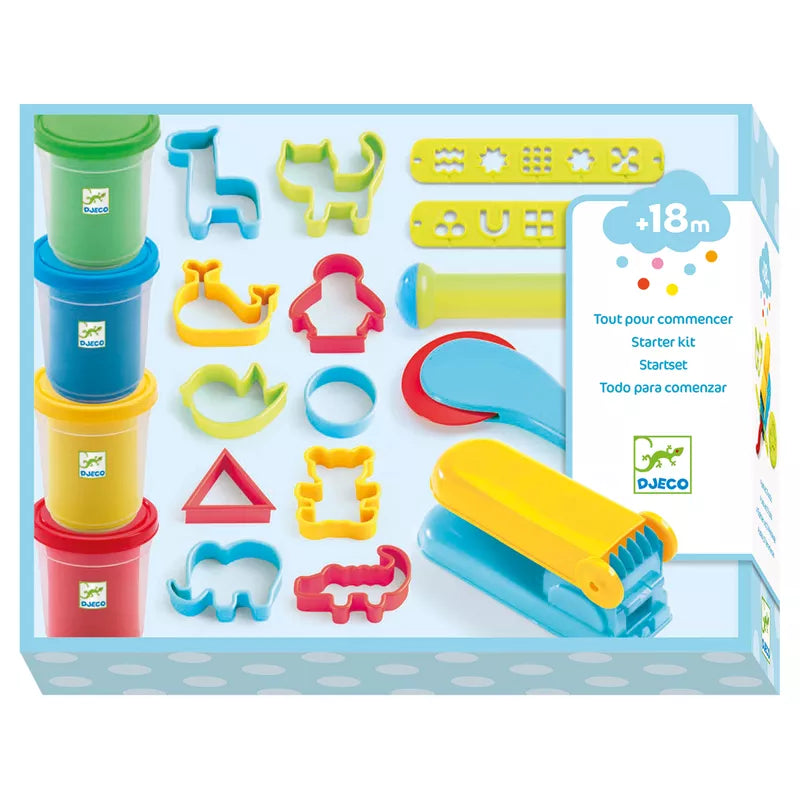 A Djeco Introduction to Dough – Classic play set with various shapes and sizes.