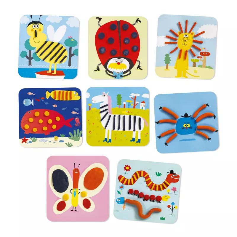 A set of four Djeco square magnets with animals on them.