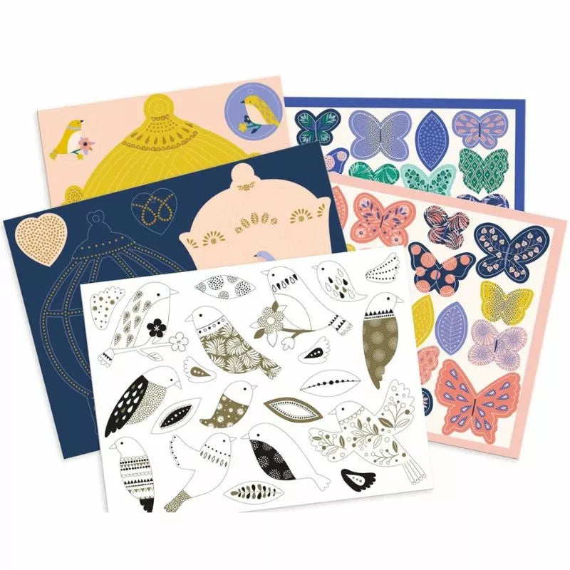 A creative activity set of stickers with butterflies and birds to decorate called the Decoration Kit Birdhouse.