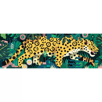 A Djeco Gallery Puzzle Leopard 1000 pcs of a leopard in the jungle.