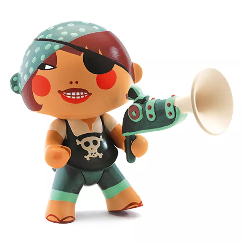 A toy with a skull on it holding a megaphone.