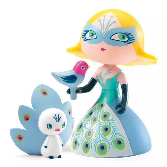 A Djeco Arty Toys Columba & Ze birds figurine of a girl with a bird and a cat.