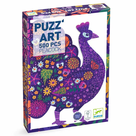 Sentence with product name: Djeco Puzz’Art Peacock - 500 pcs.