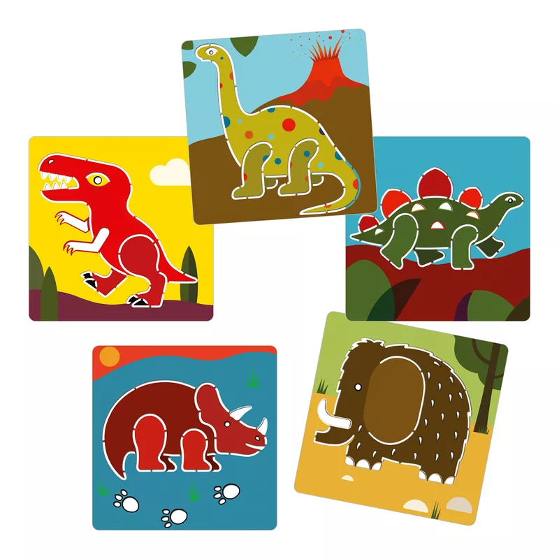 A set of Djeco Stencils Dinosaurs for children's art projects.