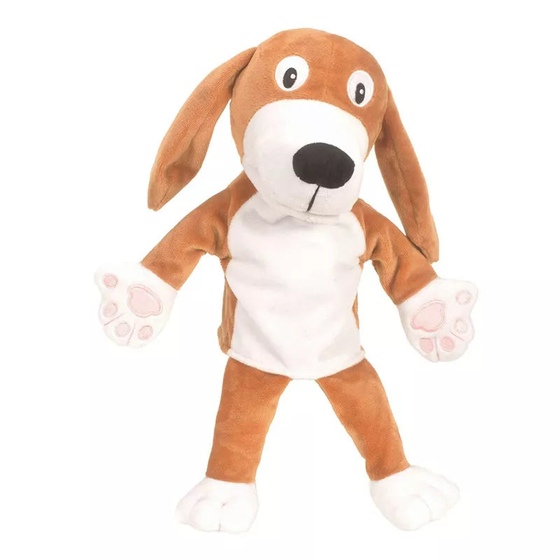 A Fiesta Crafts Dog Hand Puppet on a white background.