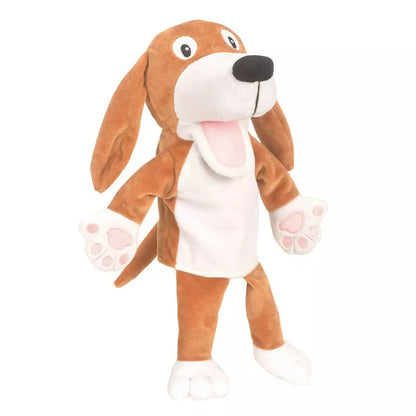 A Fiesta Crafts Dog Hand Puppet on a white background.