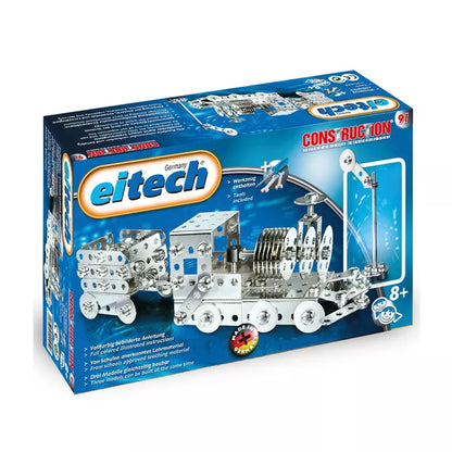 A box that has the Eitech Construction Train with Trailer model in it.