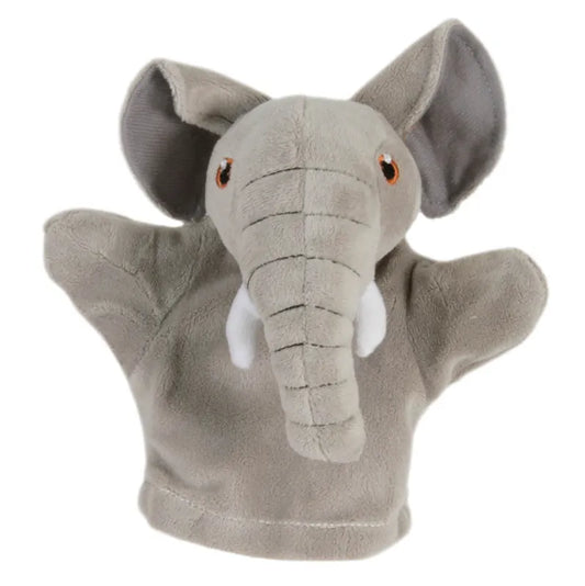 The Puppet Company My First Puppet Elephant features a soft, plush feel with large ears, a long trunk, and embroidered eyes, making it an ideal tool for enhancing communication skills during story time or imaginative play.