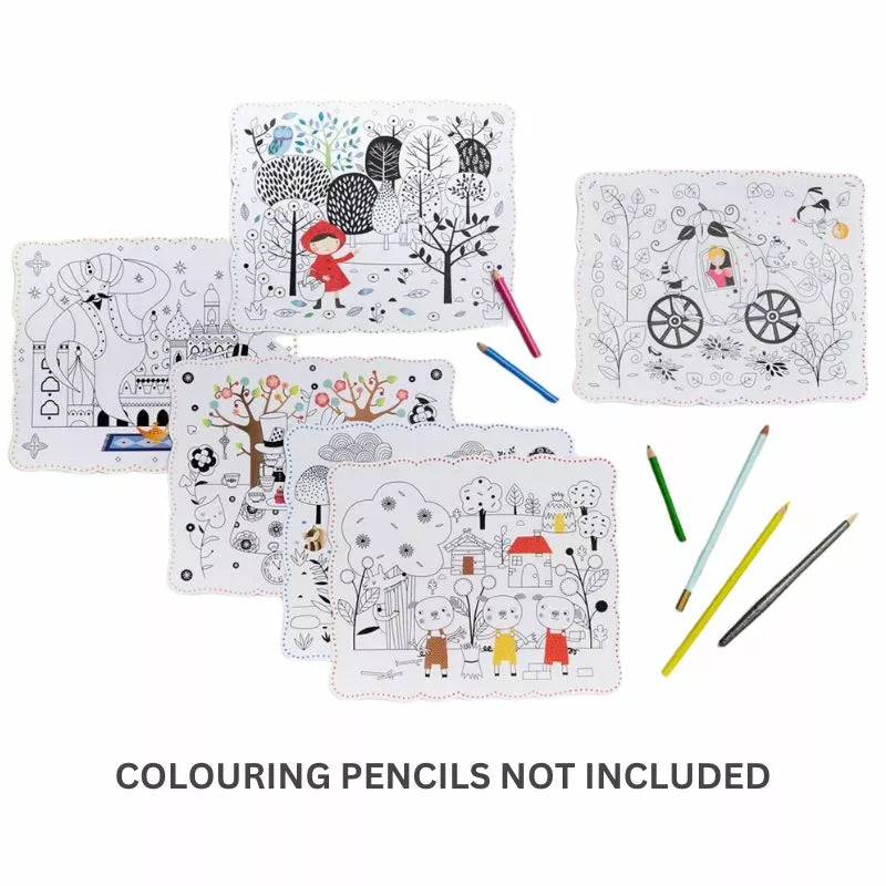 A set of 12 Magic Tales - To colour and hang pencils and drawing trays perfect for children to unleash their creativity. Ideal for arts and crafts, these toys are designed to inspire imagination and bring fairy tales to life through vibrant colors.